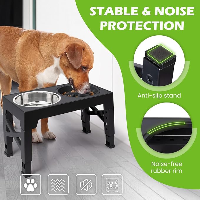Collapsible Dog Bowls with Raised Adjustable Stand