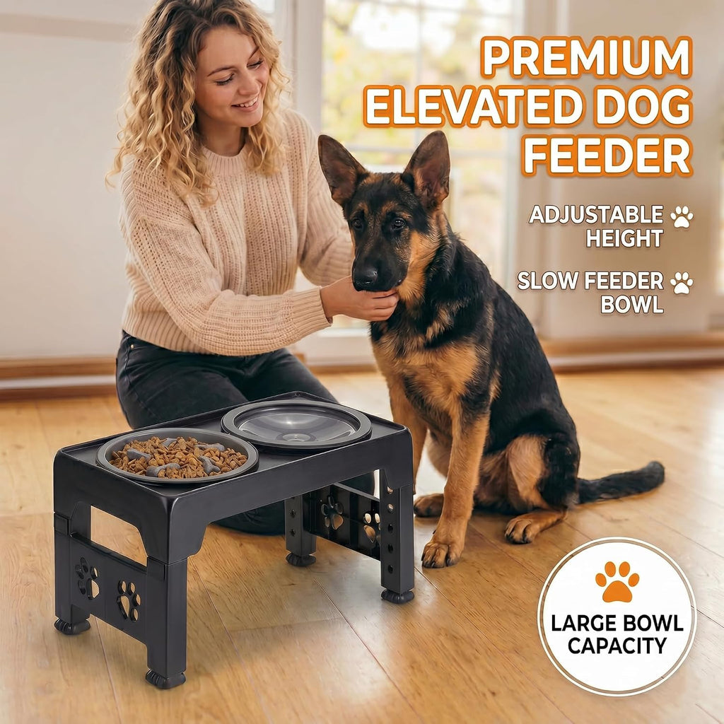 Collapsible Dog Bowls with Raised Adjustable Stand